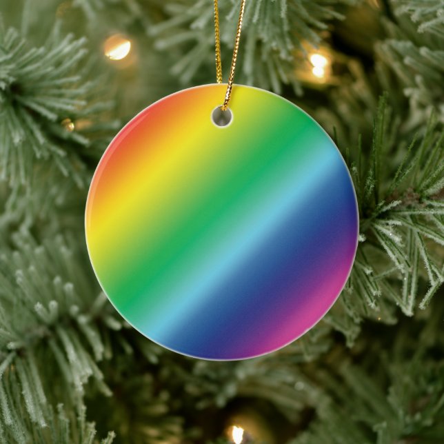 Rainbow gradient colours pattern diversity pride ceramic ornament (Tree)