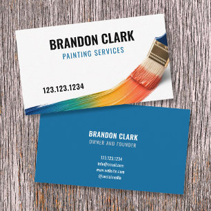 Rainbow Gradient Curved Brush Sweep Painting Business Card