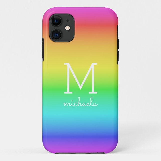 Rainbow Gradient custom monogram phone cases (Back)