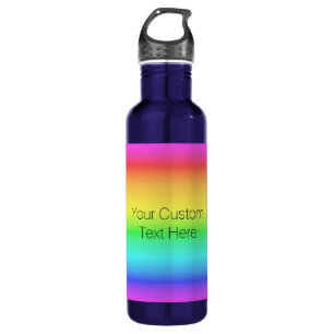Rainbow Gradient custom text water bottles