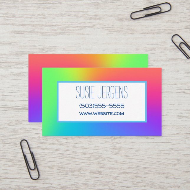 Rainbow Gradient Customizable Business Cards (Front/Back In Situ)