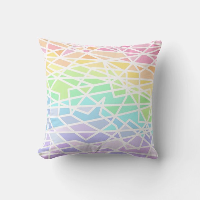 Rainbow Gradient Geometric Throw Pillow (Front)
