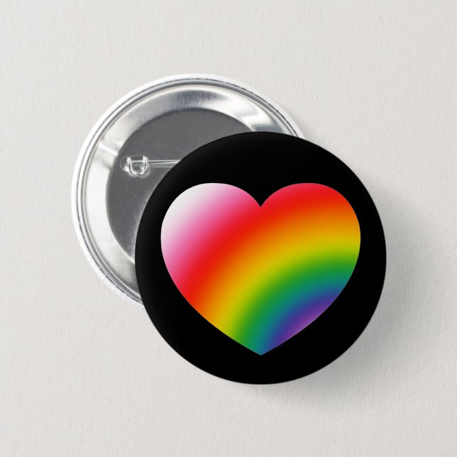 Rainbow Gradient Heart 2 Inch Round Button (Front & Back)