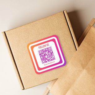 Rainbow Gradient Instagram Follow Us QR Code  Square Sticker