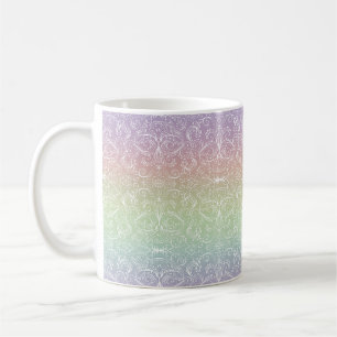 Rainbow Gradient Lace Pattern Fabric Coffee Mug