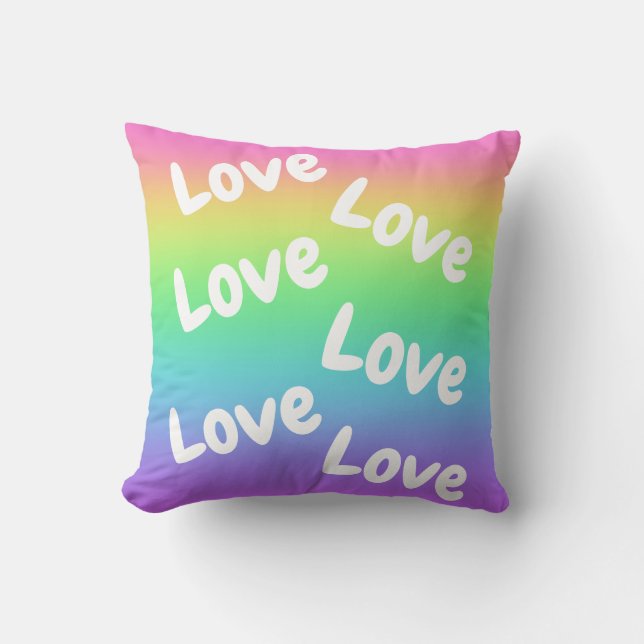Rainbow Gradient LoveThrow Pillow (Front)