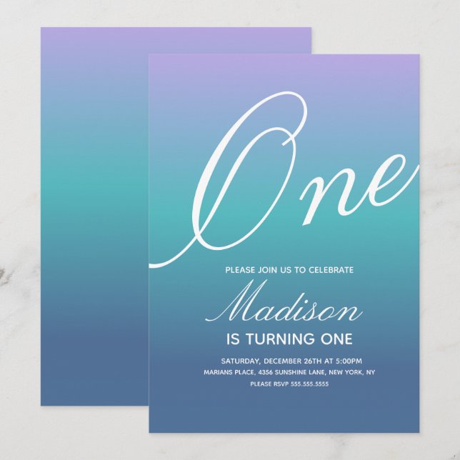 Rainbow Gradient N'importe quel âge Invitation col (Devant / Derrière)