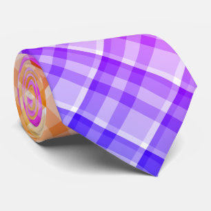 Rainbow Gradient Ombre Plaid Tartan Pattern  Tie