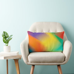 Rainbow Gradient Pattern - Abstract Colourful Lumbar Pillow