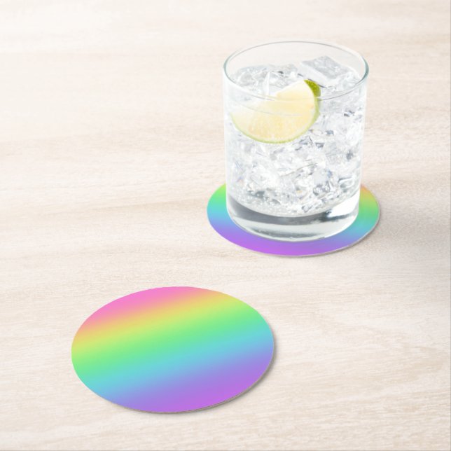 Rainbow Gradient  Round Paper Coaster (Insitu)