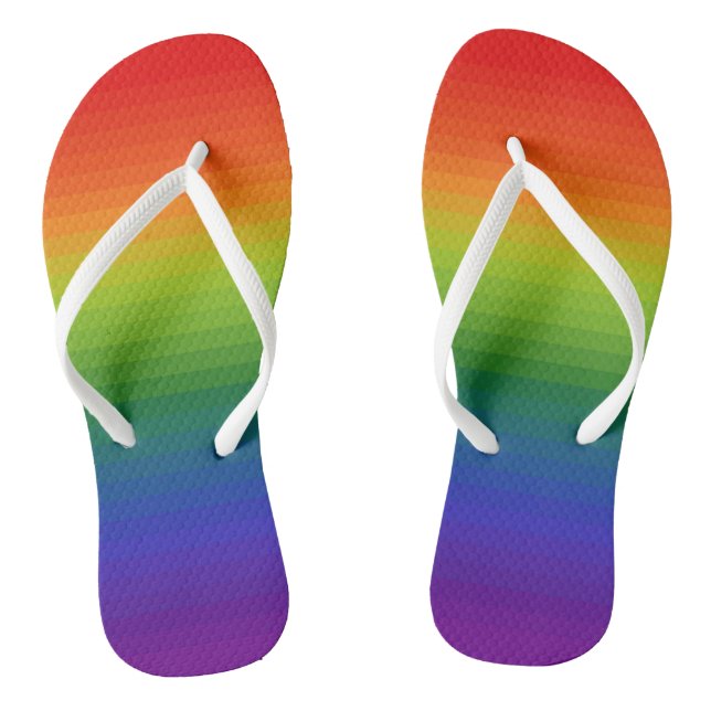 Rainbow Gradient Striped Flip Flops (Footbed)