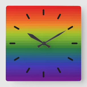 Rainbow Gradient Striped Square Wall Clock