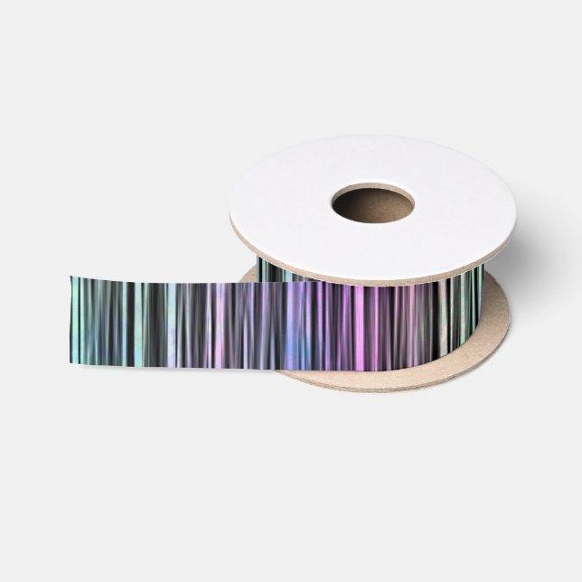 rainbow gradient stripes on black : satin ribbon (Spool)