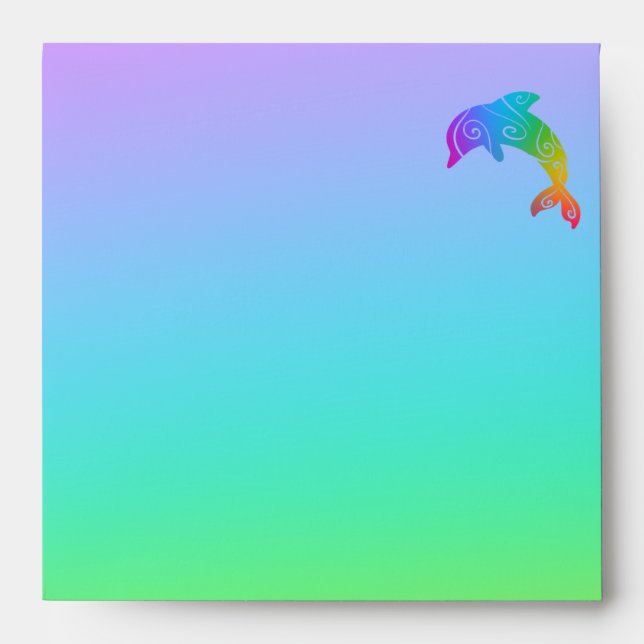 Rainbow Gradient Swirly Dolphin Envelope (Front)