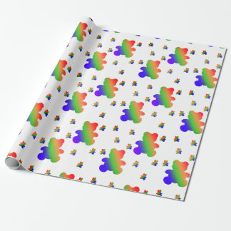 Rainbow Gradient Teddy Bear Pattern Wrapping Paper