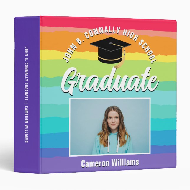 Rainbow Graduate Photograph Graduation Photo Album Binder (Front/Spine)