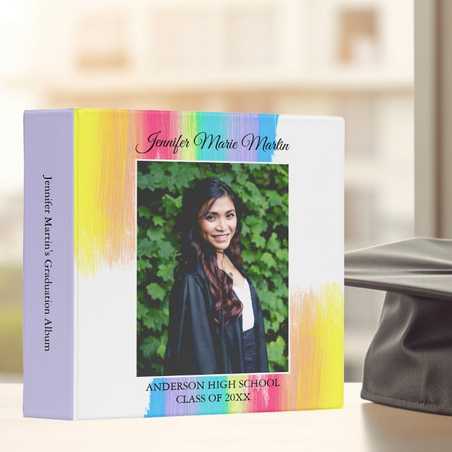 Rainbow Graduation Elegant LGBT Senior Photo Album Binder (Creator Uploaded)