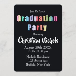 Rainbow Graduation Party Invitation