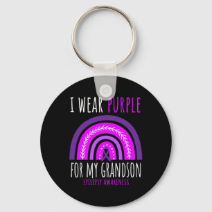 Rainbow Grandma Grandpa Purple Grandson Epilepsy A Keychain