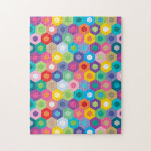 Rainbow Granny Honecomb Hexagon Pattern Jigsaw Puzzle