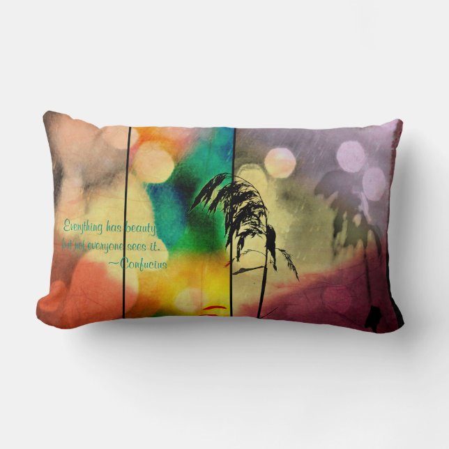Rainbow Grass Drama  Lumbar Pillow (Front)