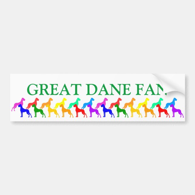 Rainbow Great Danes Bumper Sticker (Front)