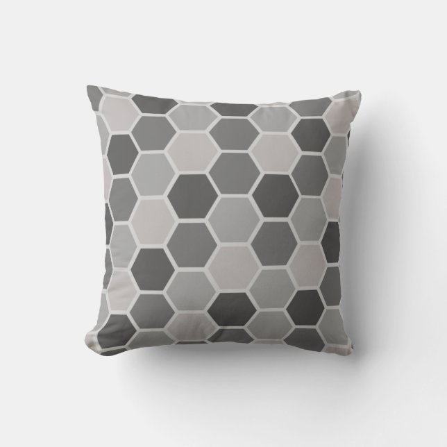 Rainbow Grey Hexagon Throw Pillow (Front)