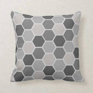 Rainbow Grey Hexagon Throw Pillow