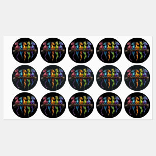 Rainbow Group of Baby Dragons on Black