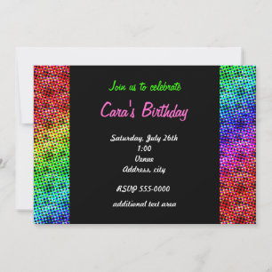 Rainbow Grunge Halftone Party Club Invitation