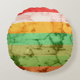 Rainbow Grunge Stripes Background Round Pillow