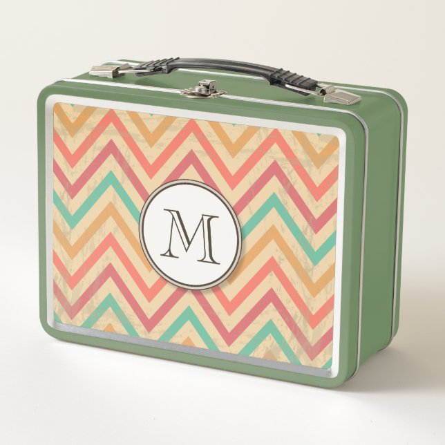 Rainbow Grunge Zigzag Chevrons Lunch Box (Devant)