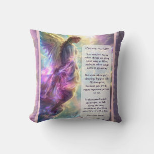 Rainbow Guardian Angel Poem Fleece Blanket Throw Pillow