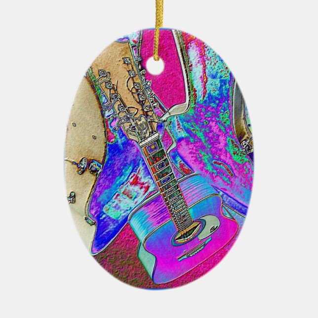 RAINBOW GUITAR ~ Oval Ornament (Front)