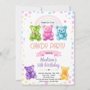 Rainbow Gummy Bear candy Invitation