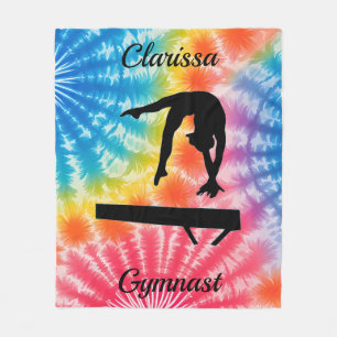 Rainbow Gymnastics Beam Personalized  Fleece Blanket