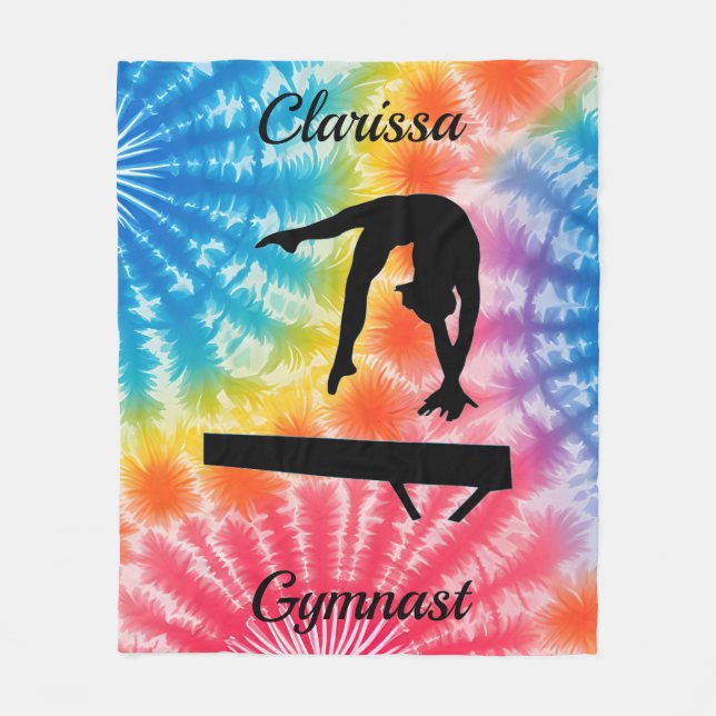 Rainbow Gymnastics Beam Personalized  Fleece Blanket (Front)