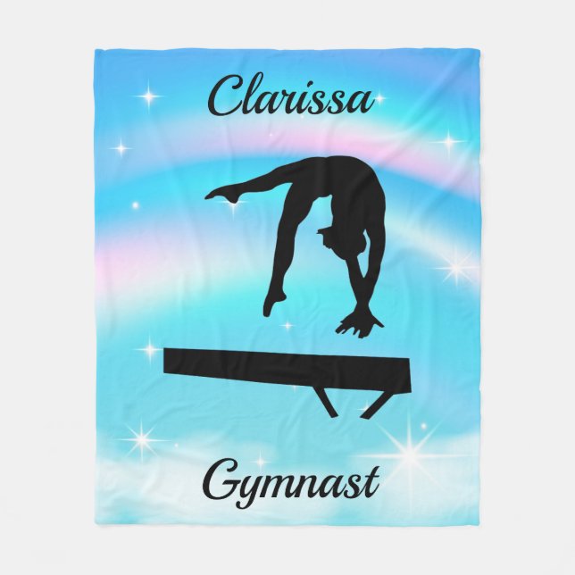 Rainbow Gymnastics Beam Personalized  Fleece Blanket (Front)