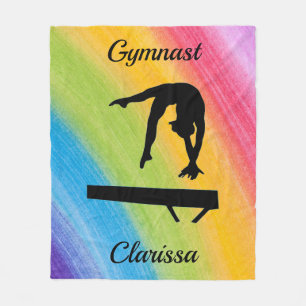 Rainbow Gymnastics Beam Personalized  Fleece Blanket