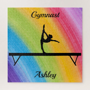 Rainbow Gymnastics Beam Personalized  Jigsaw Puzzle