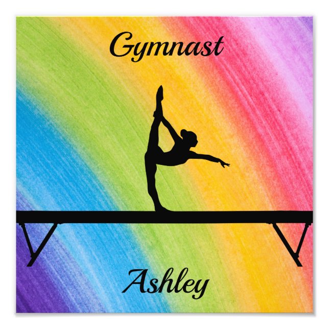 Rainbow Gymnastics Beam Personalized Photo Print (Front)