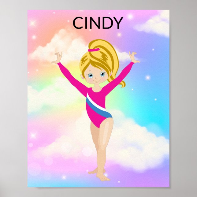 RAINBOW GYMNASTICS GYMNAST POSTER PERSONALIZED (Front)