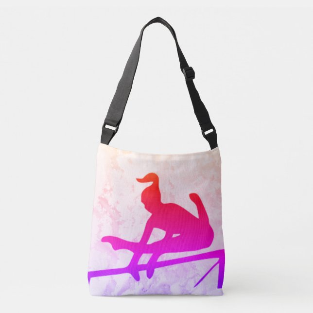 Rainbow Gymnastics Uneven Bars Personalized Crossbody Bag (Front)
