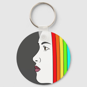 Rainbow Hair Keychain