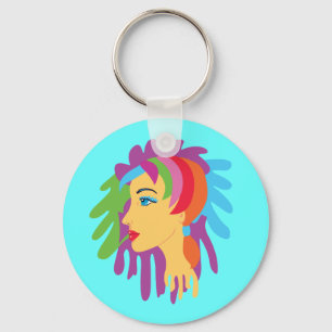 Rainbow Hair Keychain