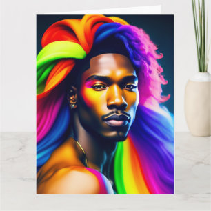 Rainbow Hair LGBT Greetings Card