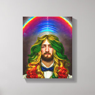 Rainbow Hair Man Of Love Fantasy surreal LGBTQ Art Canvas Print
