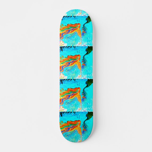 rainbow hair mermaids skateboard (Front)