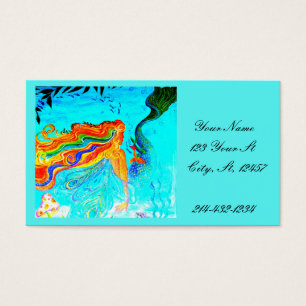 rainbow haired mermaid blue