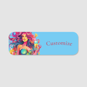 Rainbow-haired Mermaid With Cocktail Name Tag